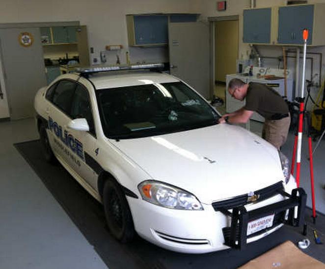 damaged police cruiser